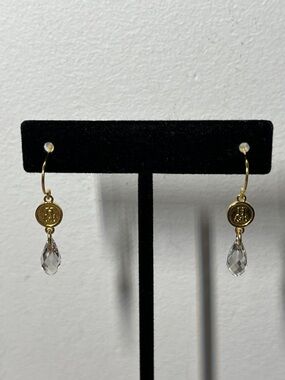 New Hillberg & Berk Gold Plated 925 Teardrop Swarovski Crystal Dangle Earrings